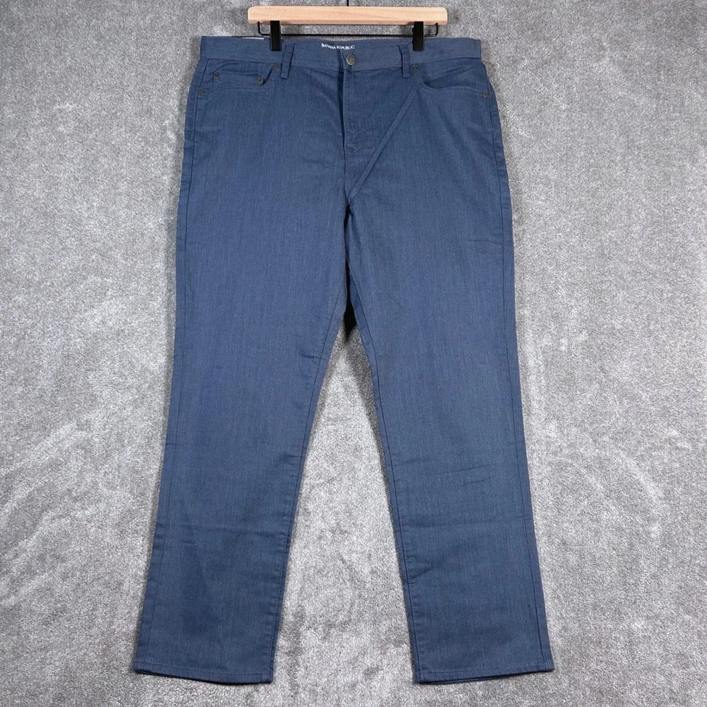 Banana Republic Travel Jean Mens 38x32 Blue Athletic Fit Tapered Leg Stretch NWT